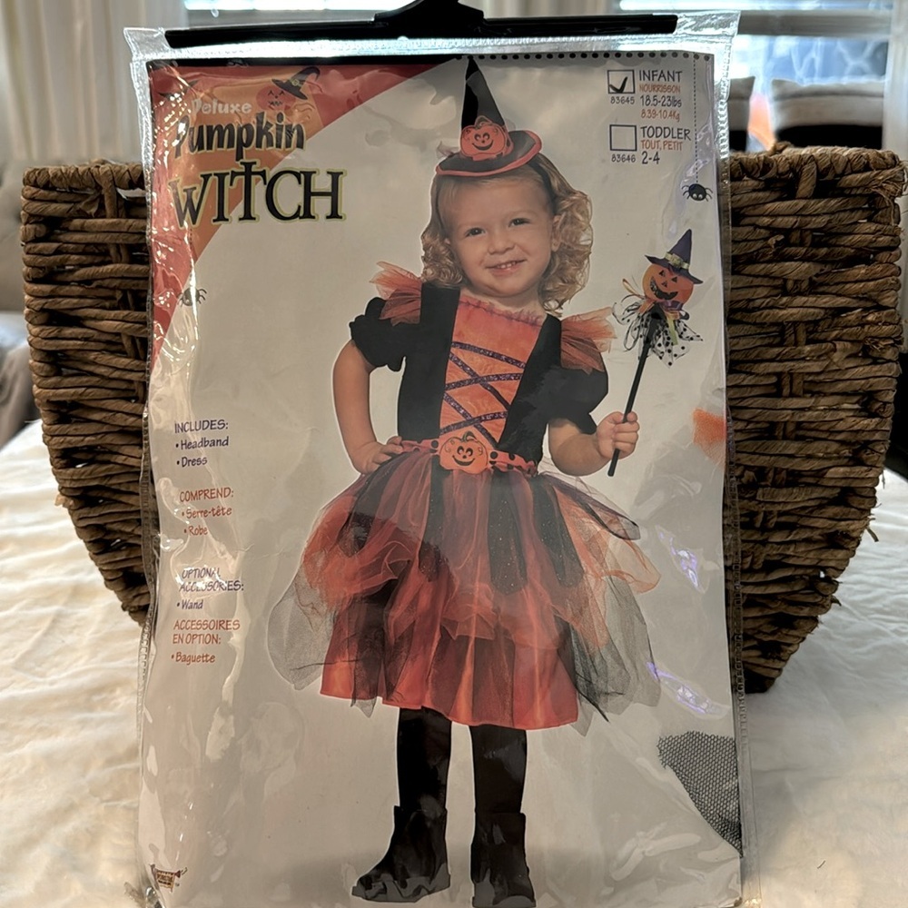 Pumpkin Witch Deluxe from Forum Novelties- size baby girl 18.5-23 LBS